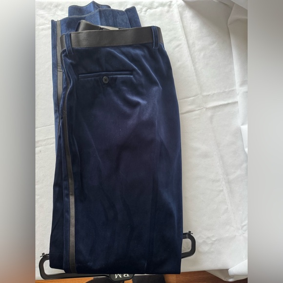 New Bryan Michaels Blue Velvet Tuxedo Dress Pants - Picture 3 of 10